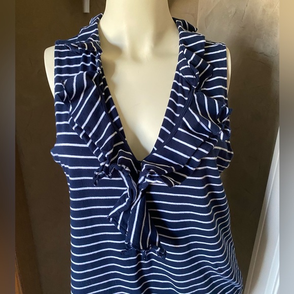 American Living Top Sleeveless striped Ruffle Detail Women’s size L - Picture 6 of 8